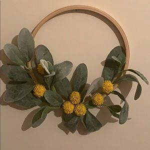 Eucalyptus& yellow bud faux floral wreath